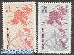 Faroe Islands 1997 Definitives, Maps 2v, Mint NH, Various - Maps - Geographie