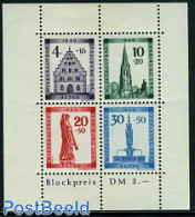 Germany, French Zone 1949 Baden, Freiburg Cathedral S/s, Mint NH, Religion - Churches, Temples, Mosques, Synagogues - Kerken En Kathedralen