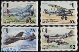 Fiji 1993 75 Years Royal Air Force 4v, Mint NH, History - Transport - Militarism - Aircraft & Aviation - Militares