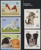 Falkland Islands 1994 Domestic Animals, Hong Kong 94 Overprints 5v, Mint NH, Nature - Animals (others & Mixed) - Cats .. - Autres & Non Classés