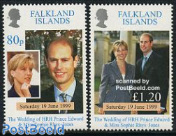 Falkland Islands 1999 Edward And Sophie Wedding 2v, Mint NH, History - Kings & Queens (Royalty) - Case Reali