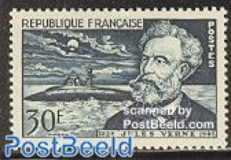 France 1955 Jules Verne 50th Death Anniv. 1v, Mint NH, Transport - Ships And Boats - Art - Authors - Jules Verne - Sci.. - Ungebraucht