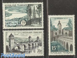 France 1957 Definitives 3v, Mint NH, Art - Bridges And Tunnels - Ongebruikt