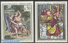 France 1963 Art 2v, Mint NH, Nature - Religion - Transport - Fishing - Angels - Ships And Boats - Art - Paintings - St.. - Nuevos