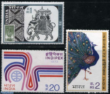 India 1973 INDIPEX 3v, Mint NH, Nature - Birds - Elephants - Stamps On Stamps - Ongebruikt