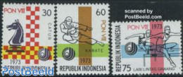 Indonesia 1973 Sports Week 3v, Mint NH, Sport - Athletics - Chess - Judo - Sport (other And Mixed) - Athletics