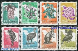 Indonesia 1968 Irian Barat, Flora & Fauna 8v, Mint NH, Nature - Animals (others & Mixed) - Birds - Flowers & Plants - Indonesia
