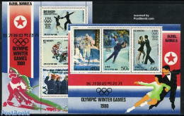 Korea, North 1979 Olympic Winter Games 2x3v M/s, Mint NH, Sport - Ice Hockey - Olympic Winter Games - Skating - Skiing - Eishockey
