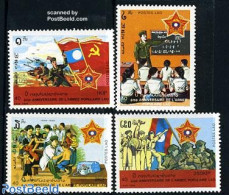 Laos 1989 Peoples Army 4v, Mint NH, Health - History - Science - Health - Flags - Militarism - Education - Militares