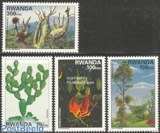 Rwanda 1995 Flora 4v, Mint NH, Nature - Cacti - Flowers & Plants - Trees & Forests - Cactusses
