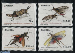 Zambia 1989 Grasshoppers 4v, Mint NH, Nature - Insects - Zambie (1965-...)