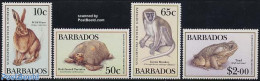 Barbados 1989 Protected Animals 4v, Mint NH, Nature - Animals (others & Mixed) - Frogs & Toads - Rabbits / Hares - Rep.. - Barbados (1966-...)