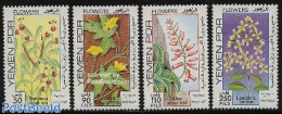 Yemen, South 1981 Flowers 4v, Mint NH, Nature - Flowers & Plants - Andere & Zonder Classificatie