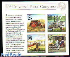 United States Of America 1989 UPU Conference S/s Imperforated, Mint NH, Transport - Post - U.P.U. - Automobiles - Coac.. - Unused Stamps