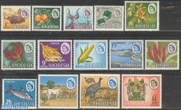 Rhodesia 1966 Definitives 14v, Mint NH, History - Nature - Coat Of Arms - Geology - Animals (others & Mixed) - Cattle .. - Fishes