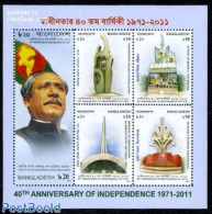 Bangladesh 2011 40th Anniversary Of Independence 4v M/s, Mint NH, Art - Sculpture - Beeldhouwkunst