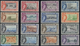 Bahamas 1954 Definitives 16v, Unused (hinged), Health - Nature - Transport - Various - Health - Cattle - Fish - Fishin.. - Fische