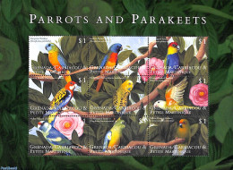 Grenada Grenadines 2000 Parrot & Parakeets 9v M/s, Turquoise Parakeet, Mint NH, Nature - Birds - Parrots - Grenada (1974-...)