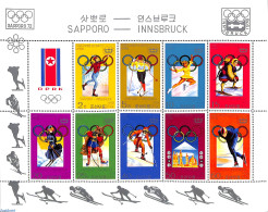 Korea, North 1978 Olympic Winter Games 9v M/s, Mint NH, Sport - Olympic Winter Games - Skating - Skiing - Ski