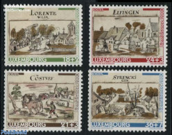 Luxemburg 2000 Welfare, Villages 4v, Mint NH, Nature - Religion - Animals (others & Mixed) - Dogs - Churches, Temples,.. - Nuevos