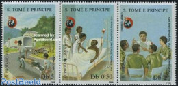 Sao Tome/Principe 1988 Red Cross 3v [::], Mint NH, Health - Transport - Red Cross - Motorcycles - Cruz Roja