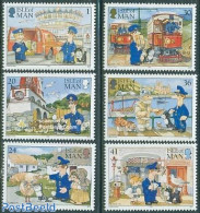 Isle Of Man 1994 Postal Services 6v, Mint NH, Nature - Transport - Various - Cats - Post - Automobiles - Railways - Mi.. - Correo Postal
