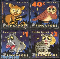 Singapore 2003 Night Animals 4v, Mint NH, Nature - Animals (others & Mixed) - Birds - Cat Family - Owls - Other & Unclassified