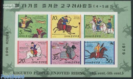 Korea, North 1979 Koguryo People 6v M/s Imperforated, Mint NH, History - Nature - Horses - Korea (Noord)