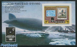 Korea, North 1980 Stamp Fair Essen S/s Imperforated, Mint NH, Transport - Stamps On Stamps - Zeppelins - Francobolli Su Francobolli