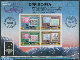 Korea, North 1980 Stamp Fair Essen 4v M/s Imperforated, Mint NH, Transport - Stamps On Stamps - Zeppelins - Sellos Sobre Sellos