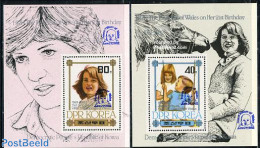 Korea, North 1982 Birth Of Prince William 2 S/s (blue Overprints), Mint NH, History - Nature - Charles & Diana - Kings.. - Case Reali