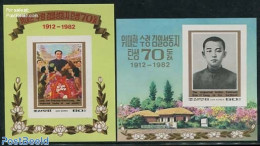 Korea, North 1982 Kim Il Sung 70th Birthday 2 S/s, Imperforated, Mint NH, History - Politicians - Corée Du Nord