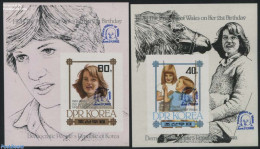 Korea, North 1982 Birth Of Prince William 2 S/s Imperforated, Mint NH, History - Charles & Diana - Kings & Queens (Roy.. - Familles Royales