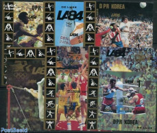 Korea, North 1983 Olympic Games, LA 1984 6 S/s, Imperforated, Mint NH, Sport - Athletics - Basketball - Boxing - Footb.. - Athlétisme