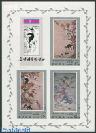 Korea, North 1978 Animal Paintings 3v M/s, Imperforated, Mint NH, Nature - Animals (others & Mixed) - Birds - Cats - D.. - Corée Du Nord
