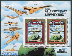 Korea, North 1980 First Lufthansa Post-war Flight M/s, Mint NH, History - Transport - Germans - Aircraft & Aviation - Vliegtuigen