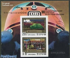 Korea, North 1980 Electric Trains 2v M/s, Imperforated, Mint NH, Transport - Railways - Trains
