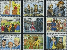 Belgium 1999 Comics 9v, Mint NH, Art - Comics (except Disney) - Tin Tin - Unused Stamps