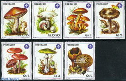 Paraguay 1985 Scouting, Mushrooms 7v, Mint NH, Nature - Sport - Mushrooms - Scouting - Mushrooms