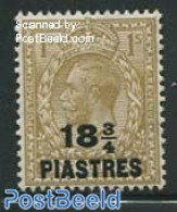 Great Britain 1921 Levant, 18.75pia On 1Sh, Stamp Out Of Set, Unused (hinged) - Nuevos