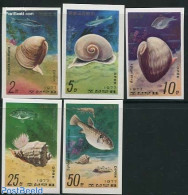 Korea, North 1977 Marine Life 5v, Imperforated, Mint NH, Nature - Fish - Shells & Crustaceans - Poissons