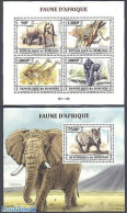 Burundi 2013 African Fauna 2 S/s, Mint NH, Nature - Animals (others & Mixed) - Cat Family - Elephants - Giraffe - Monk.. - Other & Unclassified