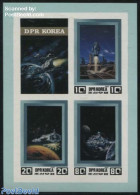 Korea, North 1982 Space In Future S/s, Imperforated, Mint NH, Transport - Space Exploration - Art - Science Fiction - Ohne Zuordnung