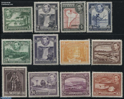 Guyana 1938 Definitives 12v, Unused (hinged), History - Nature - Transport - Various - Fishing - Water, Dams & Falls -.. - Fishes