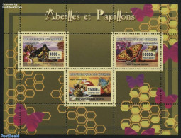 Guinea, Republic 2007 Bess And Butterflies 3v M/s, Mint NH, Nature - Bees - Butterflies - Other & Unclassified