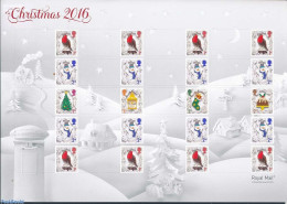 Great Britain 2016 Christmas Smiler Sheet (s-a), Mint NH, Nature - Religion - Birds - Christmas - Ungebraucht