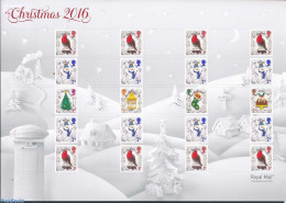 Great Britain 2016 Christmas Smiler Sheet (s-a), Mint NH, Nature - Religion - Birds - Christmas - Nuevos