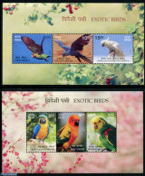 India 2016 Exotic Birds 2 S/s, Mint NH, Nature - Birds - Parrots - Unused Stamps