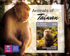 Saint Vincent 2015 Animals Of Taiwan S/s, Mint NH, Nature - Animals (others & Mixed) - Monkeys - Wild Mammals - St.Vincent (1979-...)