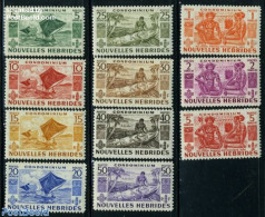 New Hebrides 1953 Definitives 11v F, Unused (hinged), History - Transport - Ships And Boats - Neufs